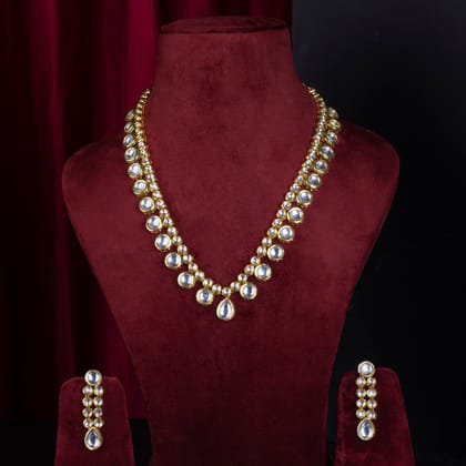 Mahtab Kundan Studded Necklace Set-KUNDAN ALLOY / GOLD