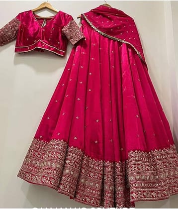 Trijal Fab Purple Chiffon Circular Semi Stitched Lehenga Single