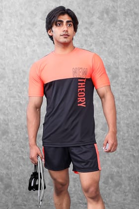 Block Training T-shirt- Neon Orange-S