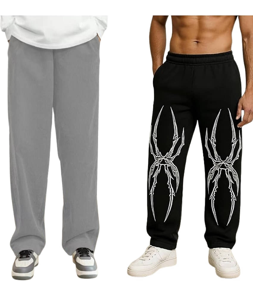 attitude start of fashion Grey Lycra Men's Joggers ( Pack of 2 )