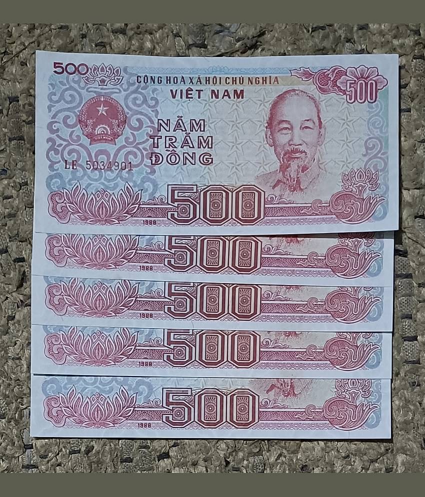 SUPER ANTIQUES GALLERY - VIETNAM 500 DONG 5 NOTE SET 5 Paper currency & Bank notes