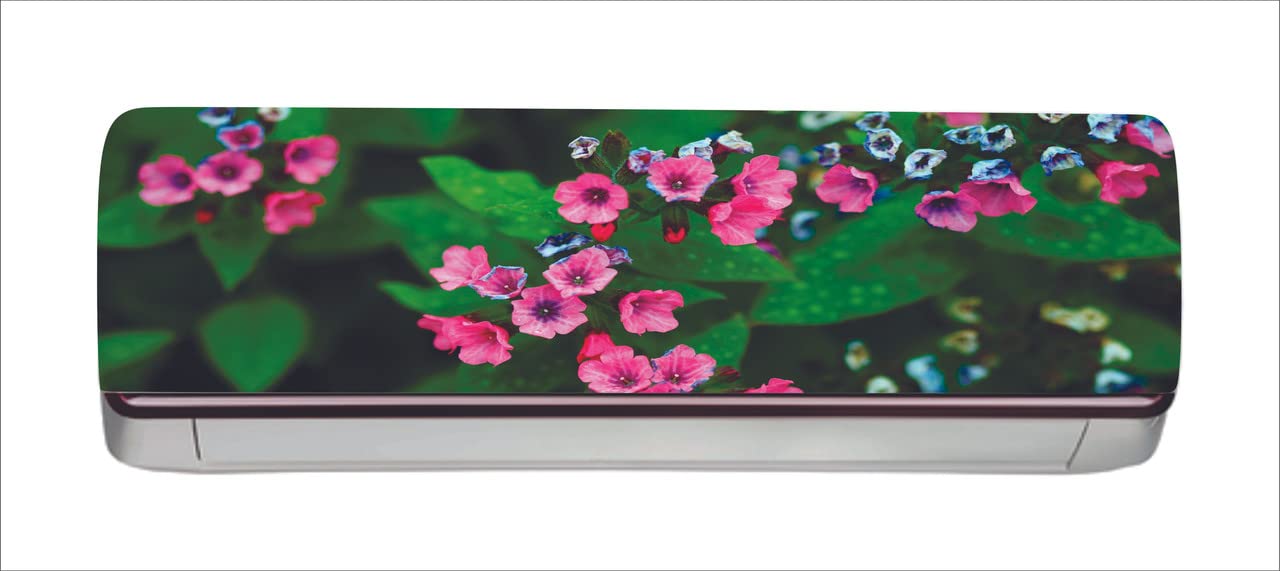 DreamKraft Decorative Pink Flowers Leaves AC Sticker (Multicolor PVC Vinyl, 30cm X 91cm)