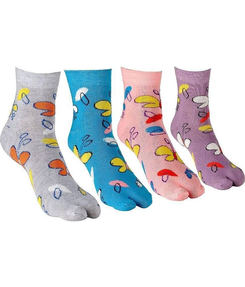 Texlon - Multicolor Cotton Women's Thumb Socks ( Pack of 4 )