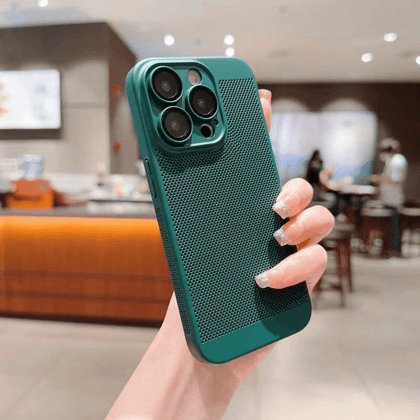 iPhone Series Ultra Thin Mesh Heat Dissipation Cooling Breathable Case With Camera Protection-iPhone 14 / Green