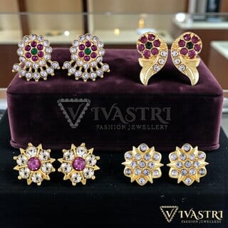 Vivastri Premium Gold Plated Alloy Stud Earrings Combo for Women & Girls Pack of 4