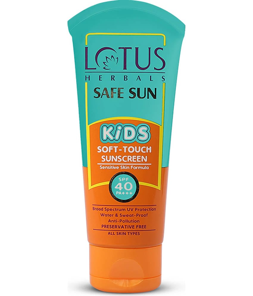 Lotus Herbals Safe Sun Kids Soft-Touch Sunscreen with SPF 40 & PA+++, Water & Sweat Proof, 80g