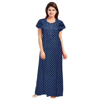 Women's Cotton Printed Maxi Nighty Size XL (Blue)