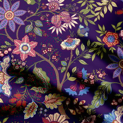 kalamkari style well pattern Print Fabric-Cotton