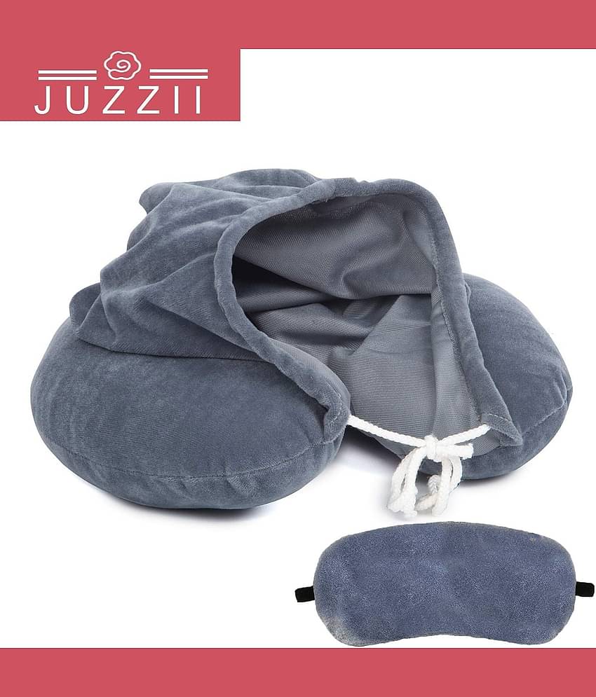 JUZZII Grey Neck Pillow,Eye Shade ( Pack of 2 )