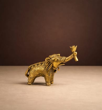 Handcrafted Brass Elephant with Lotus – Small (Decorative Tail) | Bhareva  Craft Showpiece