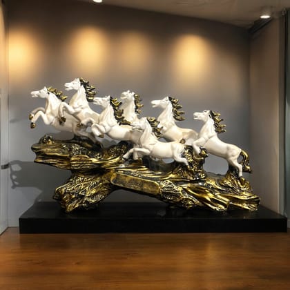Resin Seven Running Victory Horses Statue The Majestic Seven Horses (Height 10 inches)-Poly Resin