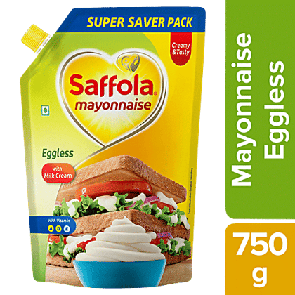 Saffola Mayonnaise Eggless - Extra Creamy & Tasty, Smooth & Thick Texture, 750 g Pouch