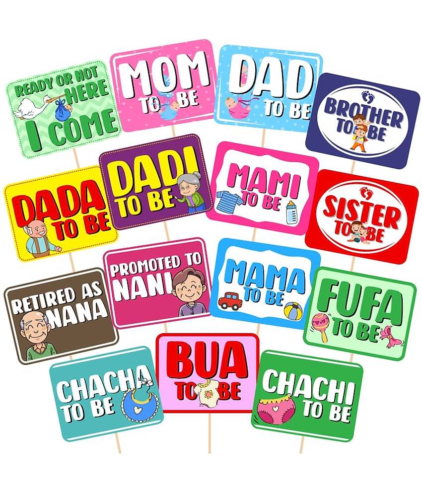 Zyozi 15 Pcs Baby Shower Props for Photoshoot,Photo Booth for Mom to Be Shoot,Maternity Shoot, Photography Or Favors for Babyshower Items Announcement Mommy to be Props