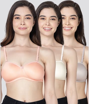 Kalyani Pack of 3 Cotton Blend Lightly Padded Women's Balconette Bra ( Multicolor ) LESLIE
