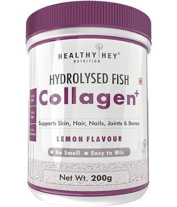 HEALTHYHEY NUTRITION Hydrolyzed Fish Collagen Powder (200g) - Lemon Powder 200 gm
