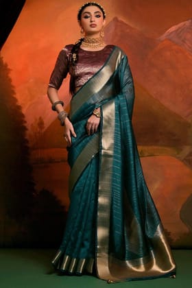 Peacock Green Zari Woven Banarasi Silk Saree