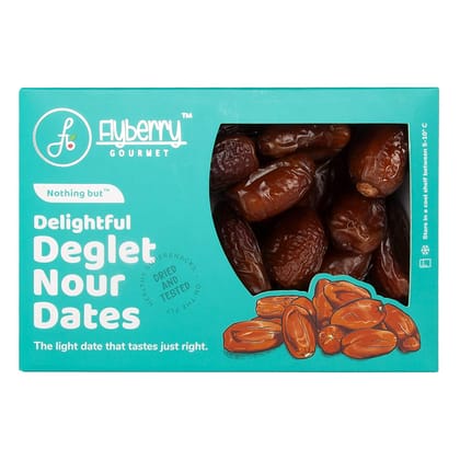 Flyberry Gourmet Deglet Nour Dates (Khajoor/Khajur) 400g | 100% Natural | Rich in Calcium, Iron and Potassium | Instant Energy