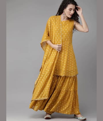 ASHISH PRINT - Red Frock Style Rayon Women's Stitched Salwar Suit ( Pack of 1 )