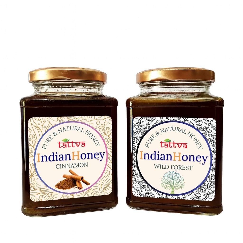IndianHoney Wild Forest & Cinnamon Honey Combo (Pack of 2) | Pure & Natural | 1kg (500g Each) | Unprocessed & Unfiltered Natural Sweetener