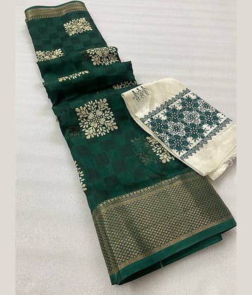 Bhuwal Fashion Jute Printed Saree With Unstitched Blouse Piece ( Purple )