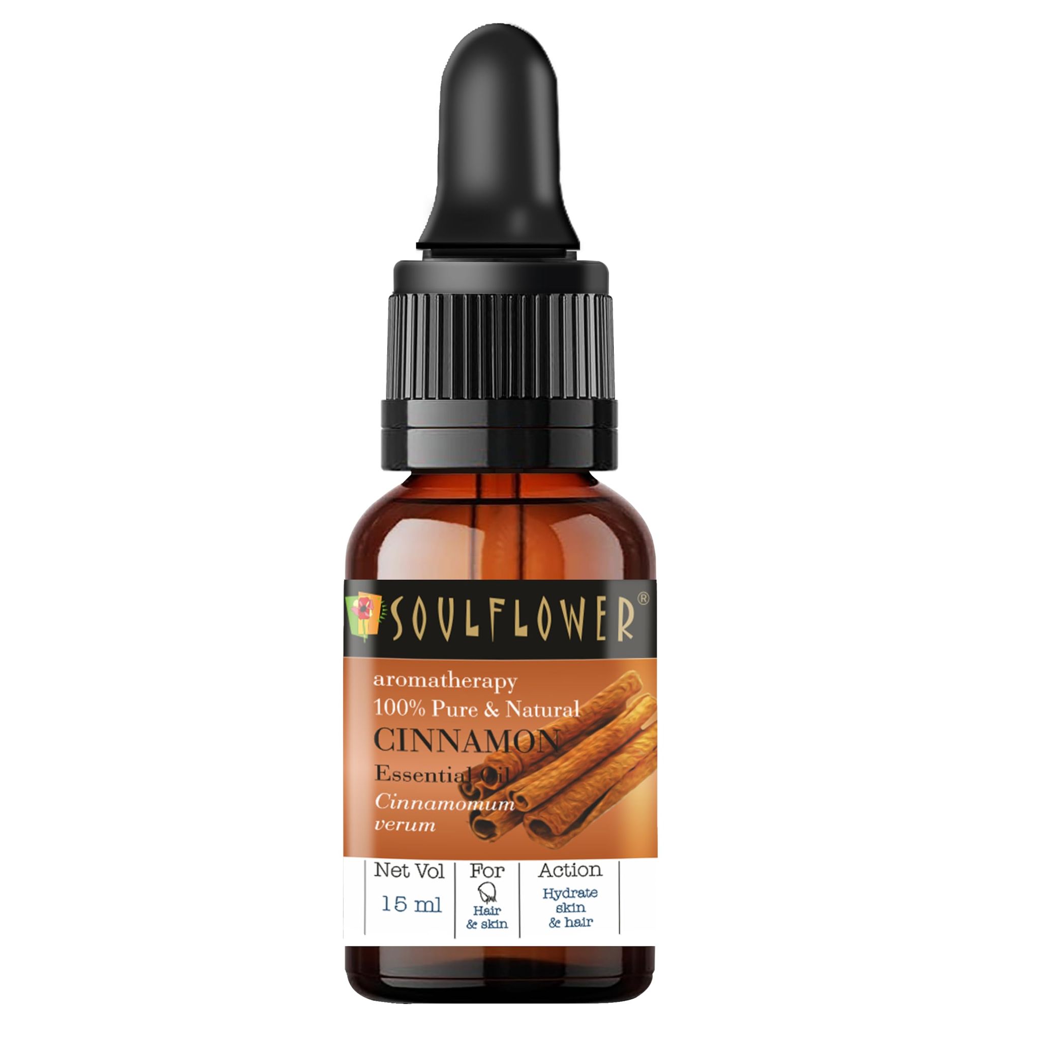 Soulflower Cinnamon Essential Oil for Skin Care, Hair Care, Hydrating | 100% Pure, Natural, Undiluted Cinnamon Essential Oil 15ml Soulflower Cinnamon Essential Oil for Skin Care, Hair Care, Hydrating | 100% Pure, Natural, Undiluted Cinnamon Essential Oil
