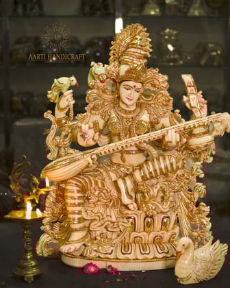36" Mata Saraswati Big Idol in Marble Dust-36"