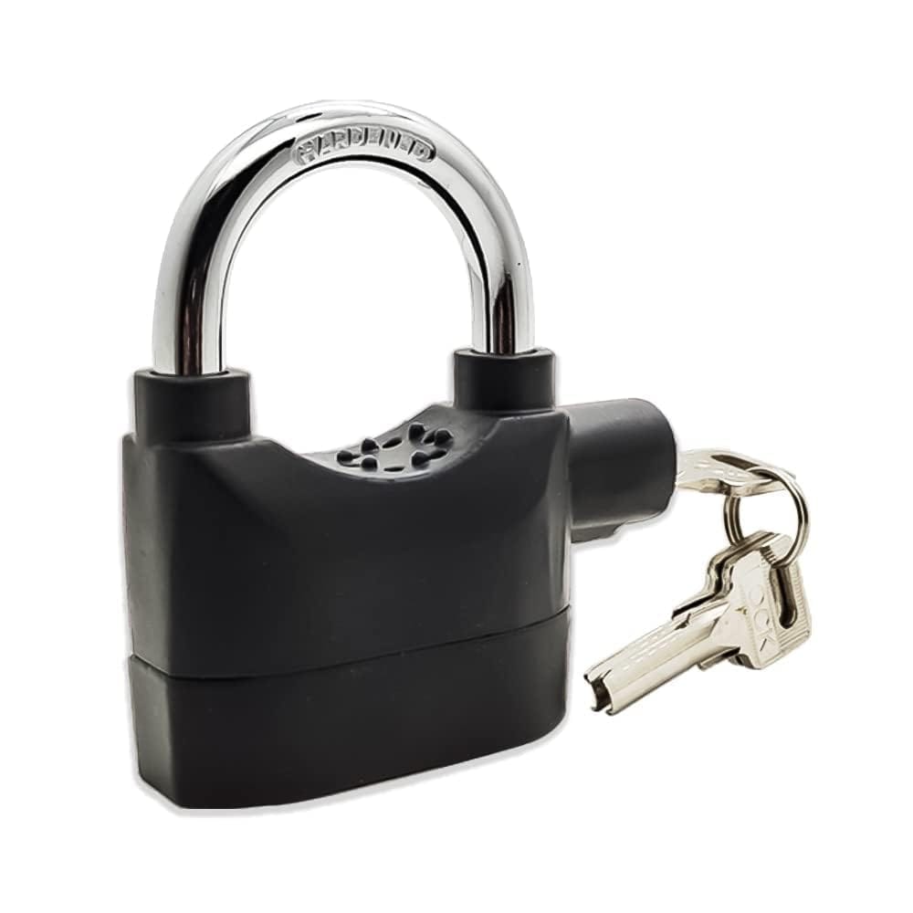 Alarm Security Lock with Motion Sensor Siren 3 Keys Metallic Black