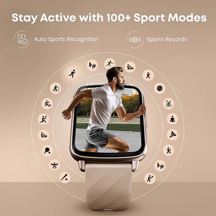 Fastrack Jupiter S1 Smart Watch with 1.83” TFT Display, 100+ Sports Modes & Smartwatch Faces, Upto 5 Day Battery, IP68- Dull Gold & Beige