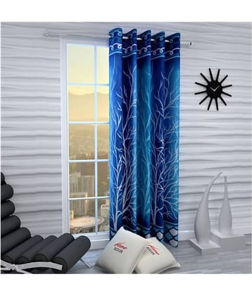 Home Sizzler Single Long Door Semi-Transparent Eyelet Polyester Blue Curtains ( 274 x 116 cm )