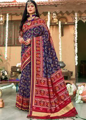 Navy Blue Woven Patola Saree