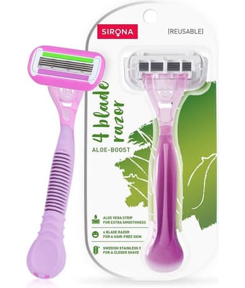 Sirona 4 Blade Reusable Hair Removal Razor for Women - 1 Pcs | with Aloe Boost for Smooth Arms, Legs, Underarms & Bikini Line