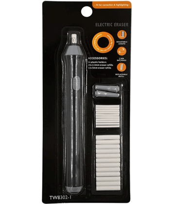 KP2® Slim Battery Operated Automatic Eraser, with 22 Refills and 2 Eraser Holders. (Batteries not Included)