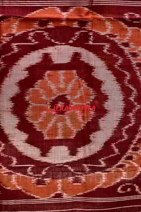 Maroon Kumbha Pasapali Border Khandua Cotton Saree
