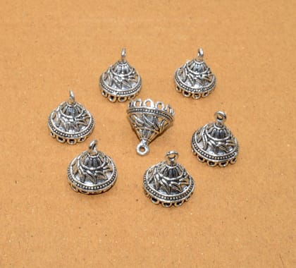 German Silver Metal Oxidize Silver Plated Handmade Jhumka/Jhumki Earrings Base for Jewelry Making. , MGBG-038-Per Packet of Approx 6 Pair (50 Gram) / 19X17 MM
