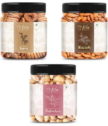 Lila Dry Fruits Figs (500gm),Almond(500gm) & Pistachios(500 gm) Combo | Kaju Badam Pista Combo
