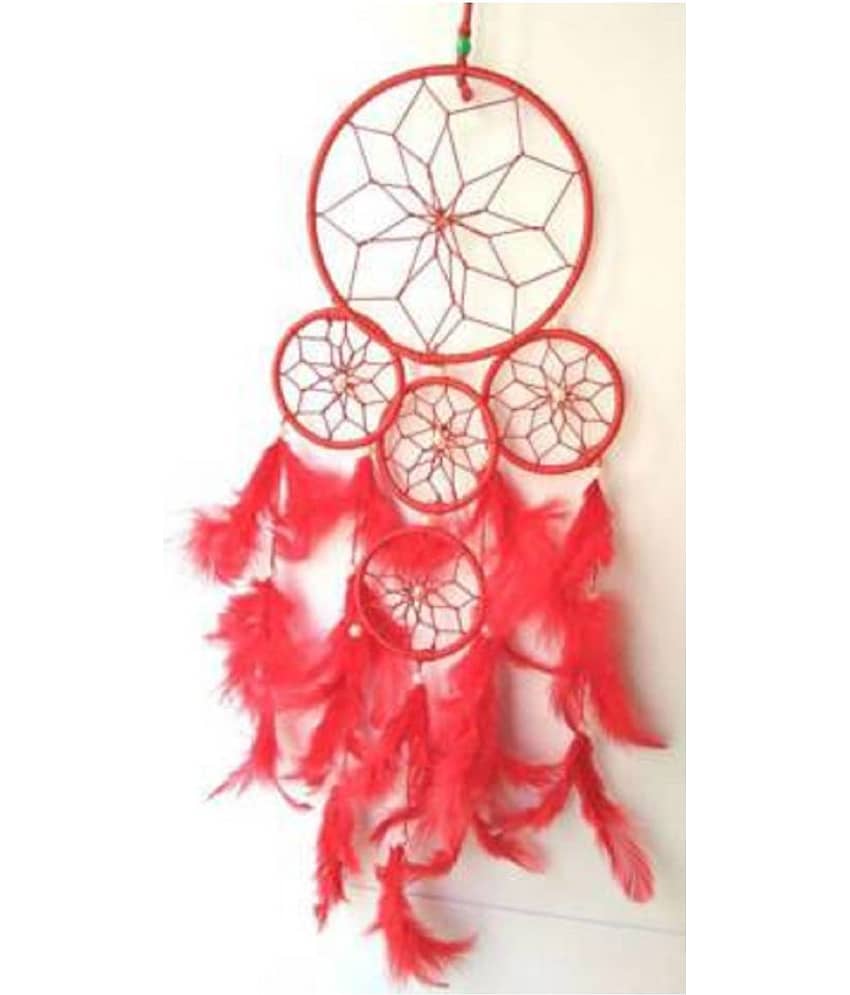 new lucky Feather Red Dream Catcher - Pack of 1