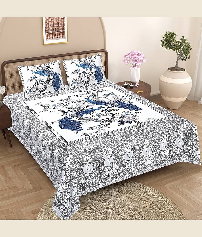 FrionKandy Living Khaki Cotton 1 Double King Bedsheet with 2 Pillow Covers ( 88 cm x 106 cm )
