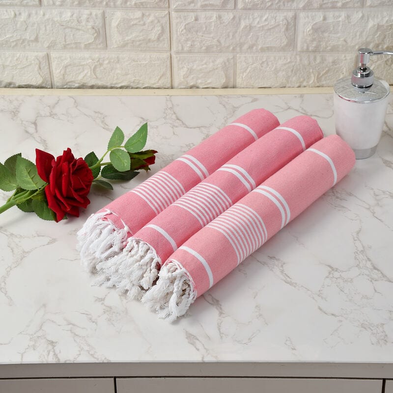 Furnofy Cotton 250 GSM Bath Towel Set Pink (Pack Of 3)