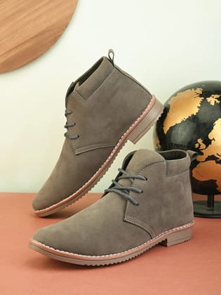 Woakers Grey Synthetic Leather Lace Up Causal Shoes for Men - UK10