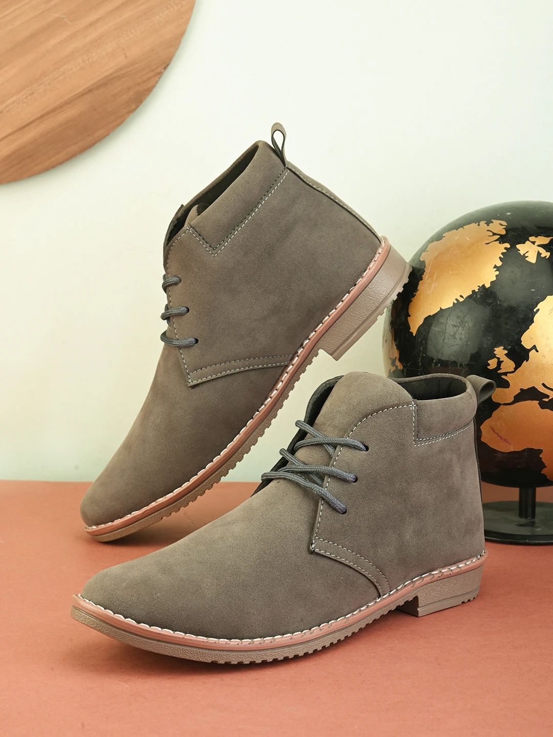 Woakers Grey Synthetic Leather Lace Up Causal Shoes for Men - UK10