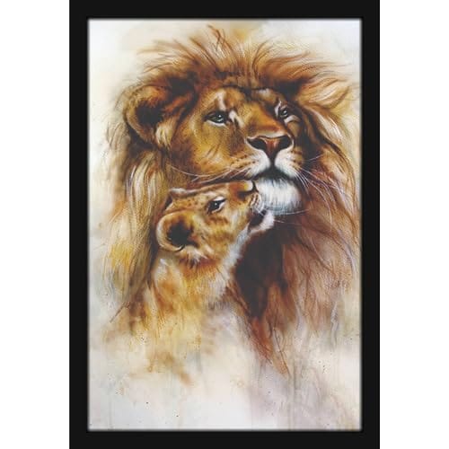 Mad Masters Lion Wild Animal Painting Aesthetic Hanging Photo Frame Decorative Item Home Decoration and Wall Decor
