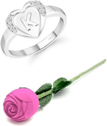 Valentine Initial '' K '' Letter in heart ring alphabet for women and Girls