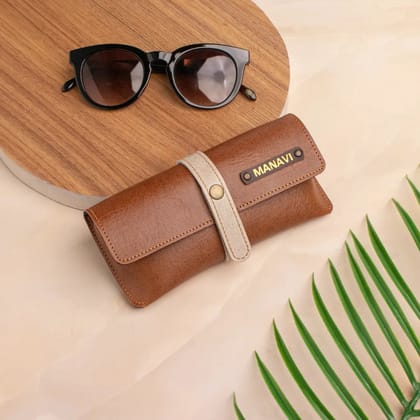 PERSONALISED STRIPE EYEWEAR CASE - TAN