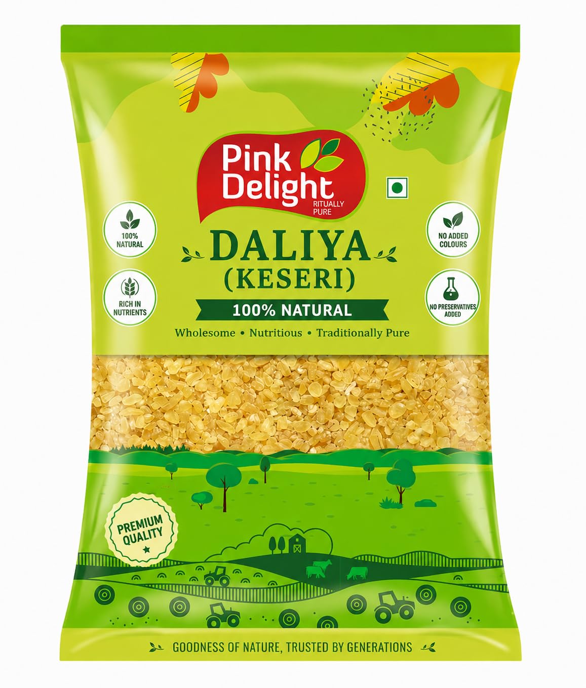 Pink Delight Daliya (Kesari) 800g | Premium Broken Wheat | High Fiber Healthy Daliya | 100% Natural & Easy to Digest | Nutritious Breakfast & Meal Grain for Upma, Khichdi & Porridge