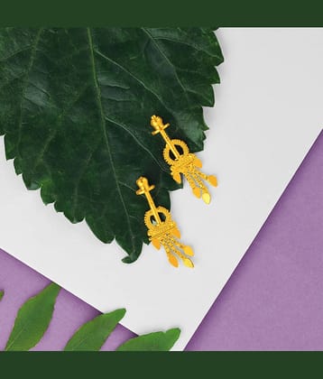 LUV FASHION Golden Drop Earrings ( Pack of 1 )