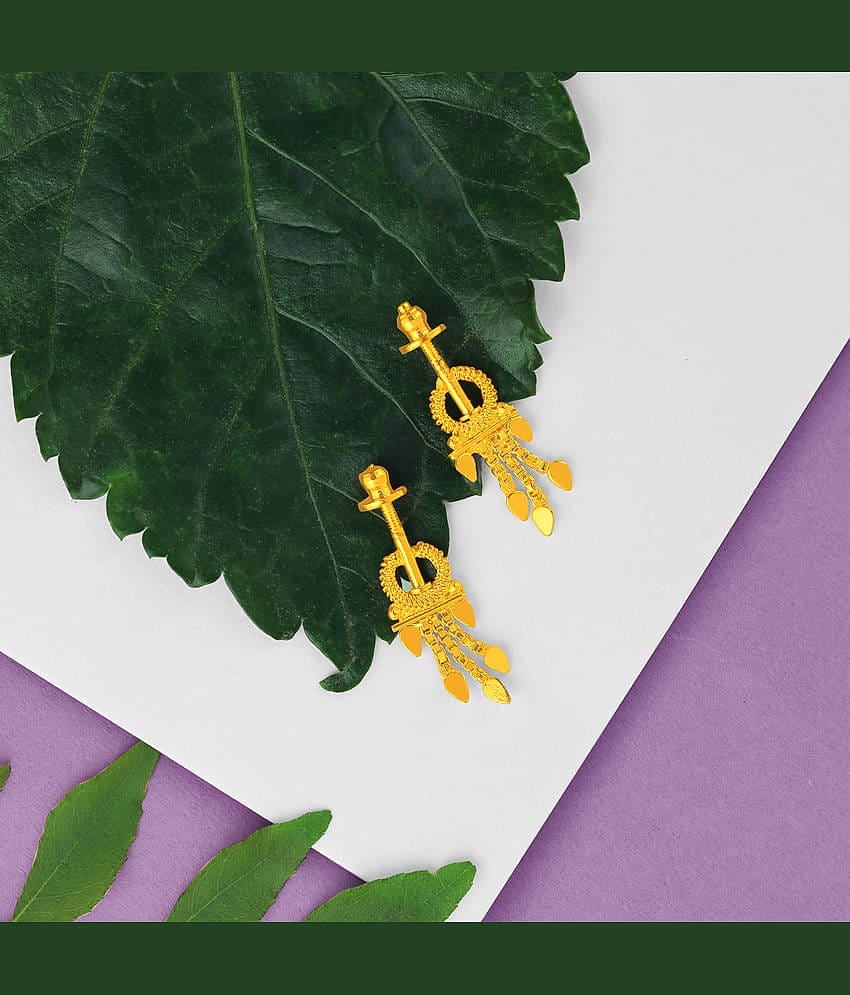 LUV FASHION Golden Drop Earrings ( Pack of 1 )