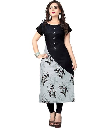 AK FASHION MALL Pack of 1 Crepe Printed Straight Women's Kurti - ( Multicolor )