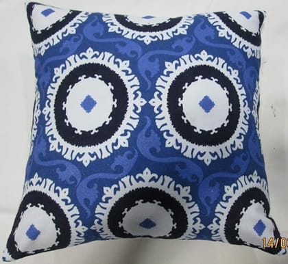 KOKO Home Blue Color Traditional Digital Chakri Print Set of 5 Cotton 16x16 inches(40x40CMS) Zipper Square Cushion Cover