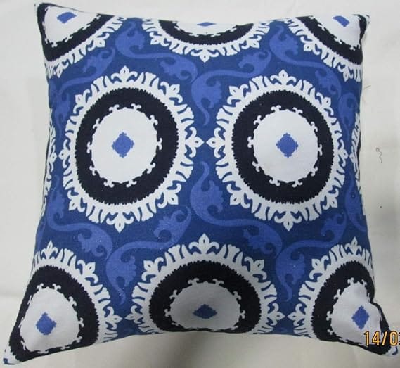KOKO Home Blue Color Traditional Digital Chakri Print Set of 5 Cotton 16x16 inches(40x40CMS) Zipper Square Cushion Cover