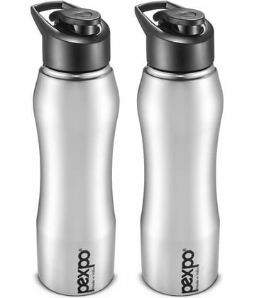 PEXPO 1000 ml Stainless Steel Sports Water Bottle (Set of 2, Silver, Bistro)